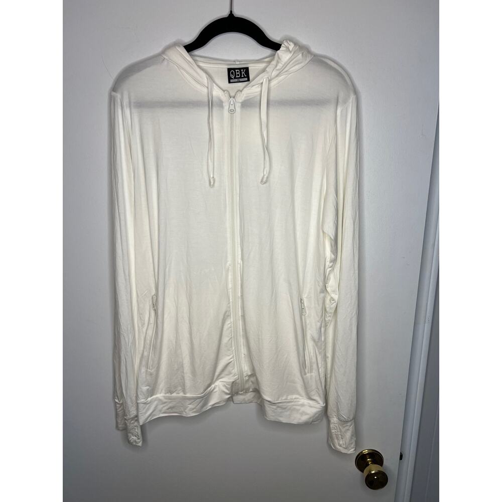 Womens QBK White Sz XL Zip Up Hooded Long Sleeve NNT